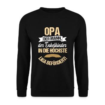 Witziges Opa Großvater Enkel Spruch - Unisex Pullover - Schwarz - Vorne - Alina (178cm) & Michal (187cm)