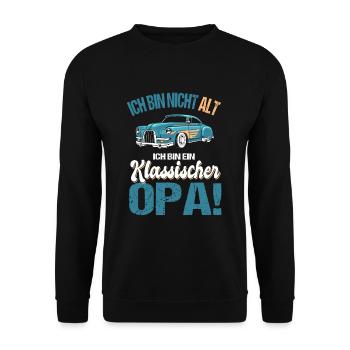Witziges Opa Großvater Enkel Spruch - Unisex Pullover - Schwarz - Vorne - Alina (178cm) & Michal (187cm)