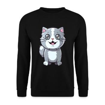 Chaton mignon avec œil de chat pour les propriétaires de chats - Sweat-shirt Unisexe - noir - Devant - Alina (178cm) & Michal (187cm)