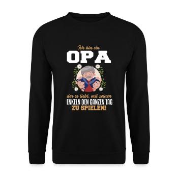 Cooles Opa Großvater Enkel Spruch Motiv - Unisex Pullover - Schwarz - Vorne - Alina (178cm) & Michal (187cm)