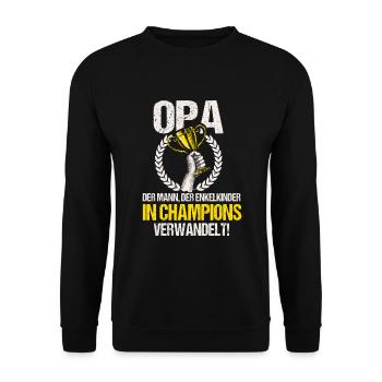 Cooles Opa Großvater Enkel Spruch Motiv - Unisex Pullover - Schwarz - Vorne - Alina (178cm) & Michal (187cm)