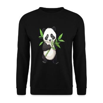 Panda with bamboo - Unisex Sweatshirt - black - Front - Alina (178cm) & Michal (187cm)