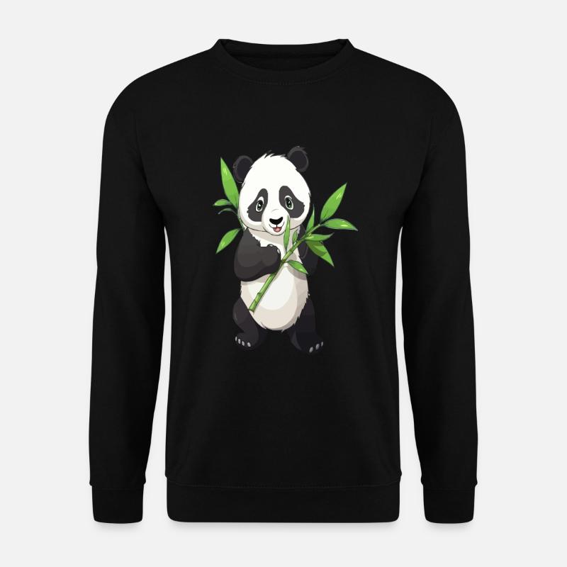 Panda mit Bambus - Unisex Pullover - Schwarz