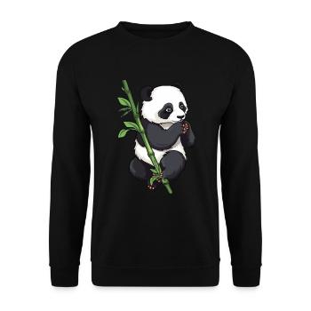 Panda bear with bamboo - Unisex Sweatshirt - black - Front - Alina (178cm) & Michal (187cm)