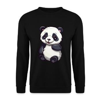 Niedlicher Panda - Unisex Pullover - Schwarz - Vorne - Alina (178cm) & Michal (187cm)