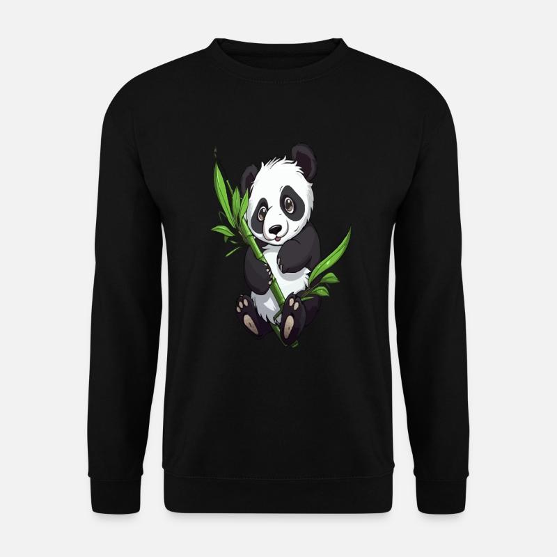 Cute panda with bamboo - Unisex Sweatshirt - black