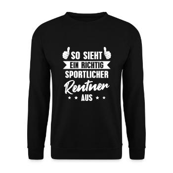 Ruhestand Sportlicher Rentner Pension Rente - Unisex Pullover - Schwarz - Vorne - Alina (178cm) & Michal (187cm)