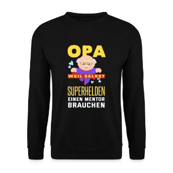 Cooles Opa Großvater Enkel Spruch Motiv - Unisex Pullover - Schwarz - Vorne - Alina (178cm) & Michal (187cm)