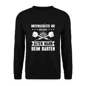 Dart Papa Dartspieler Vatertag Geschenk - Unisex Pullover - Schwarz - Vorne - Alina (178cm) & Michal (187cm)