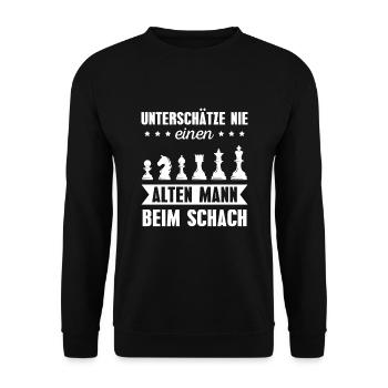 Schach Papa Schachspieler Vatertag Geschenk - Unisex Pullover - Schwarz - Vorne - Alina (178cm) & Michal (187cm)