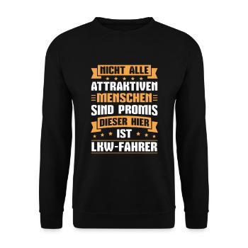 Fernfahrer Lastwagen Lkw Fahrer Geschenkidee - Unisex Pullover - Schwarz - Vorne - Alina (178cm) & Michal (187cm)