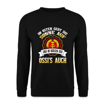 Cooles Ostdeutschland Spruch Motiv - Unisex Pullover - Schwarz - Vorne - Alina (178cm) & Michal (187cm)