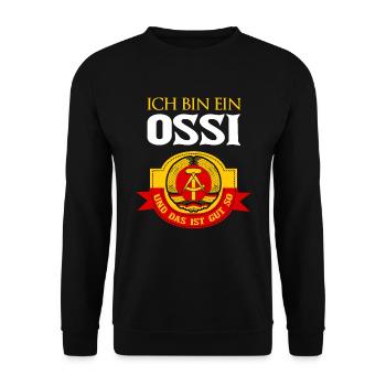Cooles Ostdeutschland Spruch Motiv - Unisex Pullover - Schwarz - Vorne - Alina (178cm) & Michal (187cm)