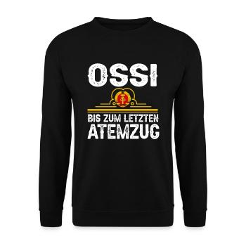 Cooles Ostdeutschland Spruch Motiv - Unisex Pullover - Schwarz - Vorne - Alina (178cm) & Michal (187cm)
