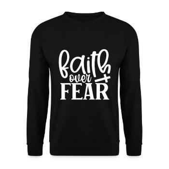 Faith Over Fear Kreuz - Unisex Pullover - Schwarz - Vorne - Alina (178cm) & Michal (187cm)