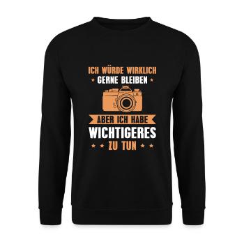 Fotografieren Wichtigeres zu tun Fotograf - Unisex Pullover - Schwarz - Vorne - Alina (178cm) & Michal (187cm)
