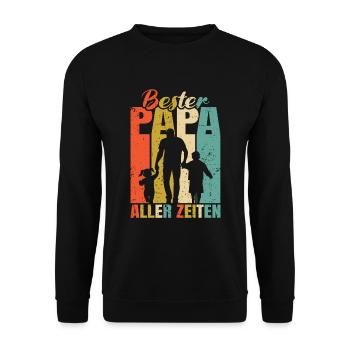 Bester Papa aller Zeiten 2 Kinder Ehemann Papa - Unisex Pullover - Schwarz - Vorne - Alina (178cm) & Michal (187cm)