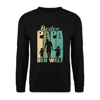 Bester Papa der Welt 2 Kinder Ehemann Papa - Unisex Pullover - Schwarz - Vorne - Alina (178cm) & Michal (187cm)
