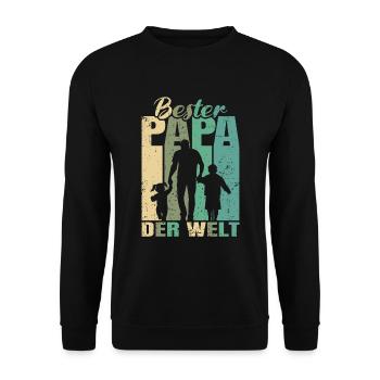 Bester Papa der Welt 2 Kinder Ehemann Papa - Unisex Pullover - Schwarz - Vorne - Alina (178cm) & Michal (187cm)