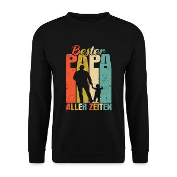 Bester Papa aller Zeiten 1 Kind Ehemann Papa - Unisex Pullover - Schwarz - Vorne - Alina (178cm) & Michal (187cm)