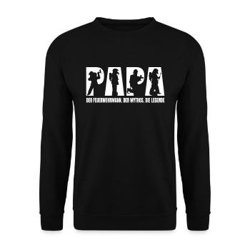 Papa. Mann. Mythos. Legende Vater Feuerwehr - Unisex Pullover - Schwarz - Vorne - Alina (178cm) & Michal (187cm)