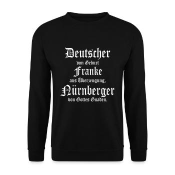 Cooler Nürnberger Franken Spruch - Unisex Pullover - Schwarz - Vorne - Alina (178cm) & Michal (187cm)