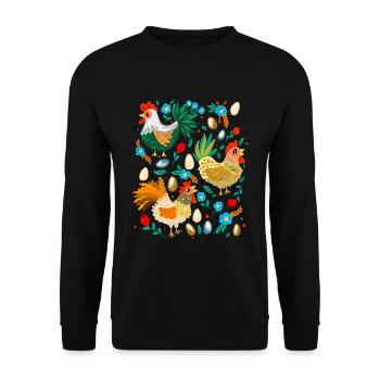 Poulets heureux colorés Amateurs de poulet Elevage de poulets - Sweat-shirt Unisexe - noir - Devant - Alina (178cm) & Michal (187cm)