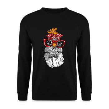 Mutter Huhn retro Henne Design - Unisex Pullover - Schwarz - Vorne - Alina (178cm) & Michal (187cm)