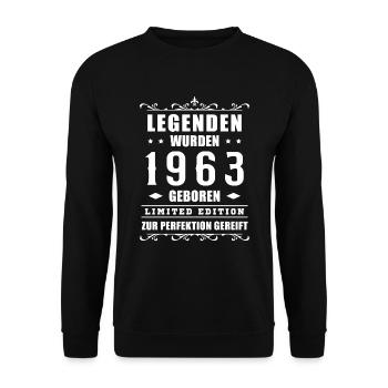 1963 Jahrgang 60. Geburtstag Geschenkidee - Unisex Pullover - Schwarz - Vorne - Alina (178cm) & Michal (187cm)