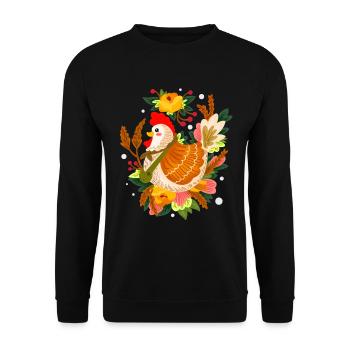 Une mère poule fait éclore des œufs d’élevage de poulets - Sweat-shirt Unisexe - noir - Devant - Alina (178cm) & Michal (187cm)