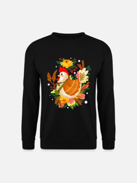 Mutter Huhn brütet Eier aus Hühnerzucht - Unisex Pullover - Schwarz
