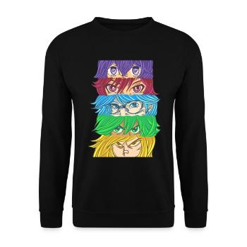 Personnage d’anime Yeux Dessin Manga Dessin Animé - Sweat-shirt Unisexe - noir - Devant - Alina (178cm) & Michal (187cm)