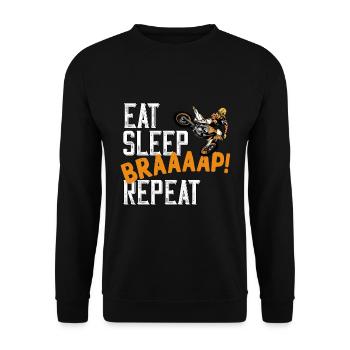 Motocross Mangez Sleep Braaaap! Répéter le dicton - Sweat-shirt Unisexe - noir - Devant - Alina (178cm) & Michal (187cm)