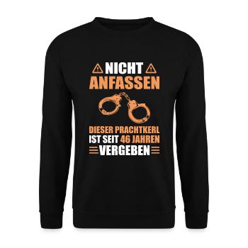 Lavendelhochzeit Ehemann 46 Hochzeitstag Geschenk - Unisex Pullover - Schwarz - Vorne - Alina (178cm) & Michal (187cm)