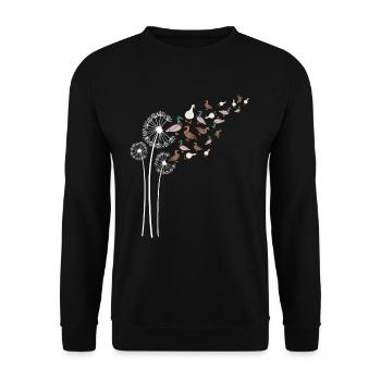 Ente Löwenzahnblüte für Löwenzahn und Entlein - Unisex Pullover - Schwarz - Vorne - Alina (178cm) & Michal (187cm)