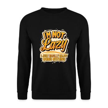 I’m not Lazy I just really enjoy doing nothing - Unisex Pullover - Schwarz - Vorne - Alina (178cm) & Michal (187cm)