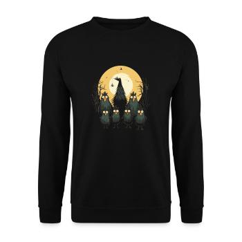 Creepy Birds Halloween T-Shirt - Unisex Pullover - Schwarz - Vorne - Alina (178cm) & Michal (187cm)