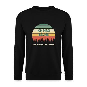 Ich mag Bäume die halten die Fresse - Sprüche - Unisex Pullover - Schwarz - Vorne - Alina (178cm) & Michal (187cm)