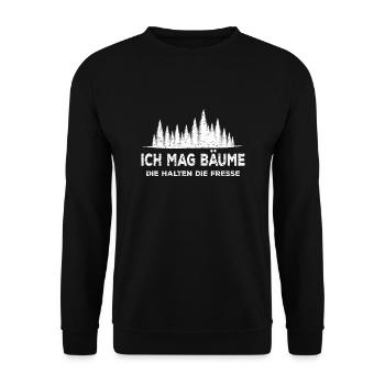 Ich mag Bäume die halten die Fresse - Sprüche - Unisex Pullover - Schwarz - Vorne - Alina (178cm) & Michal (187cm)