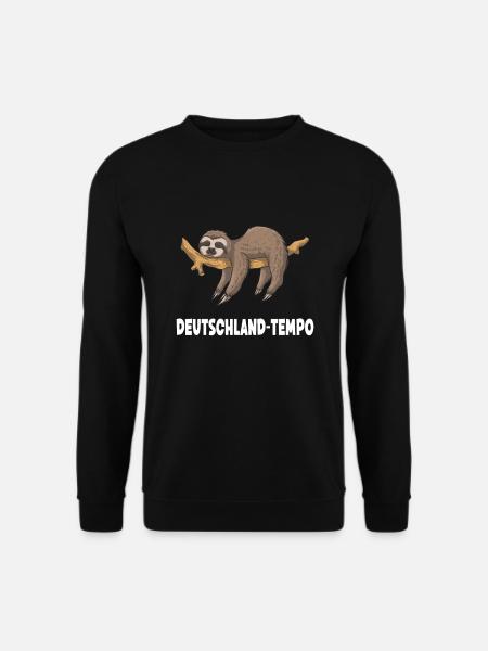 Statement Sprüche Deutschland-Tempo mit Faultier - Unisex Pullover - Schwarz