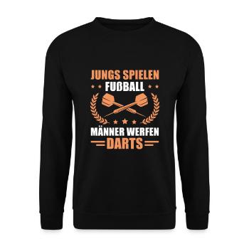 Dartsport Humor Männer spielen Darts Dartspieler - Unisex Pullover - Schwarz - Vorne - Alina (178cm) & Michal (187cm)