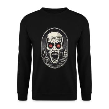Spooky Halloween design, Funny ghost outfit - Unisex Sweatshirt - black - Front - Alina (178cm) & Michal (187cm)