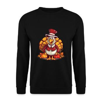 Dankbar Gesegnet Frohes Thanksgiving Erntedankfest - Unisex Pullover - Schwarz - Vorne - Alina (178cm) & Michal (187cm)