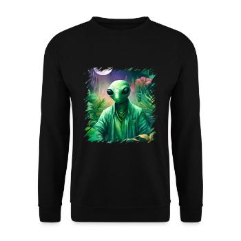 Des extraterrestres verts, des extraterrestres et des ovnis dans la forêt, l’espace - Sweat-shirt Unisexe - noir - Devant - Alina (178cm) & Michal (187cm)