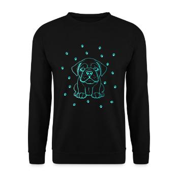 Amerikanische Bulldogge mit kleinen Pfoten - Unisex Pullover - Schwarz - Vorne - Alina (178cm) & Michal (187cm)