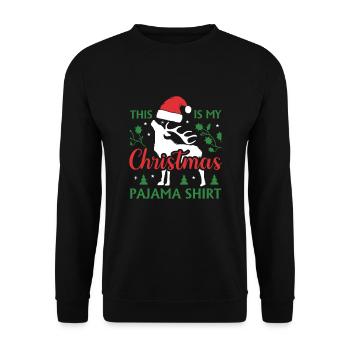 This Is My Christmas Pajama Shirt Men Women - Unisex Sweatshirt - black - Front - Alina (178cm) & Michal (187cm)