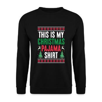 This Is My Christmas Pajama Shirt Men Women - Unisex Sweatshirt - black - Front - Alina (178cm) & Michal (187cm)
