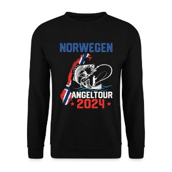 Angeltour Angeln in Norwegen 2024 - Unisex Pullover - Schwarz - Vorne - Alina (178cm) & Michal (187cm)