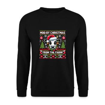 Ugly Christmas Design für Kuhliebhaber - Unisex Pullover - Schwarz - Vorne - Alina (178cm) & Michal (187cm)