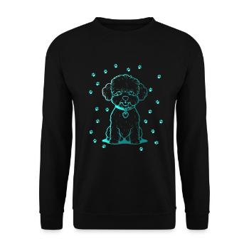 Bichon Frise with small paws - Unisex Sweatshirt - black - Front - Alina (178cm) & Michal (187cm)